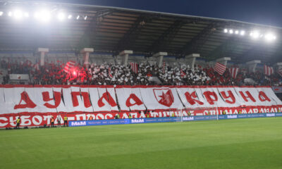 Navijači Crvene zvezde na utakmici finala Kupa Srbije protiv Vojvodine na stadionu Lagator Loznica 21.05.2024. godine Foto: Marko Metlas Fudbal, Crvena zvezda, Finale Kup Srbije, Vojvodina