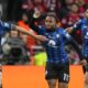 Atalanta's Ademola Lookman celebrates after scoring his side's first goal during the Europa League final soccer match between Atalanta and Bayer Leverkusen at the Aviva Stadium in Dublin, Ireland, Wednesday, May 22, 2024. (AP Photo/Kirsty Wigglesworth)