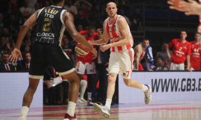 kosarkas Crvene Zvezde na utakmici finala plejofa ABA lige protiv Partizana hali Aleksandar Nikolic, Beograd 13.05.2024. godine Foto: Ivica Veselinov / MN PRESS KOSARKA, BASKETBALL, ABA LIGA, ABA LEAGUE, CRVENA ZVEZDA, KK PARTIZAN