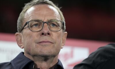 FILE - Austria's head coach Ralf Rangnick awaits the beginning of an international friendly soccer match between Austria and Turkey in Vienna, Austria, Tuesday, March 26, 2024. Austria coach Ralf Rangnick has confirmed he is a candidate to take over at Bayern Munich next season. “There has been contact from Bayern Munich,” Rangnick told Austrian website 90minuten.at in an interview on Wednesday, April 24, 2024. (AP Photo/Matthias Schrader, File)