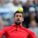 Serbia's Novak Djokovic returns the ball to France's Corentin Moutet at the Italian Open tennis tournament in Rome, Friday, May 10, 2024. (AP Photo/Alessandra Tarantino)