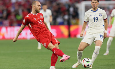 fudbaler reprezentacije Srbije ana utakmici UEFA Evropskog prvenstva 2024 godine protiv Danske na stadionu Minhen fudbal arena, Minhen, 25.06.2024. godine Foto: Marko Metlas Fudbal, Reprezentacija, Srbija, UEFA Evropsko prvenstvo, EURO 2024, Danska