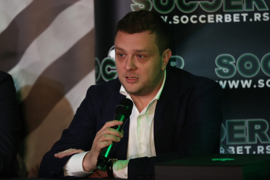 MILOS VAZURA, direktor FK Partizan na potpisivanju ugovora sa Soccer Bet, Beograd 11.01.2023. Foto: Ivica Veselinov / MN PRESS FUDBAL, PARTIZAN, SOCCERBET