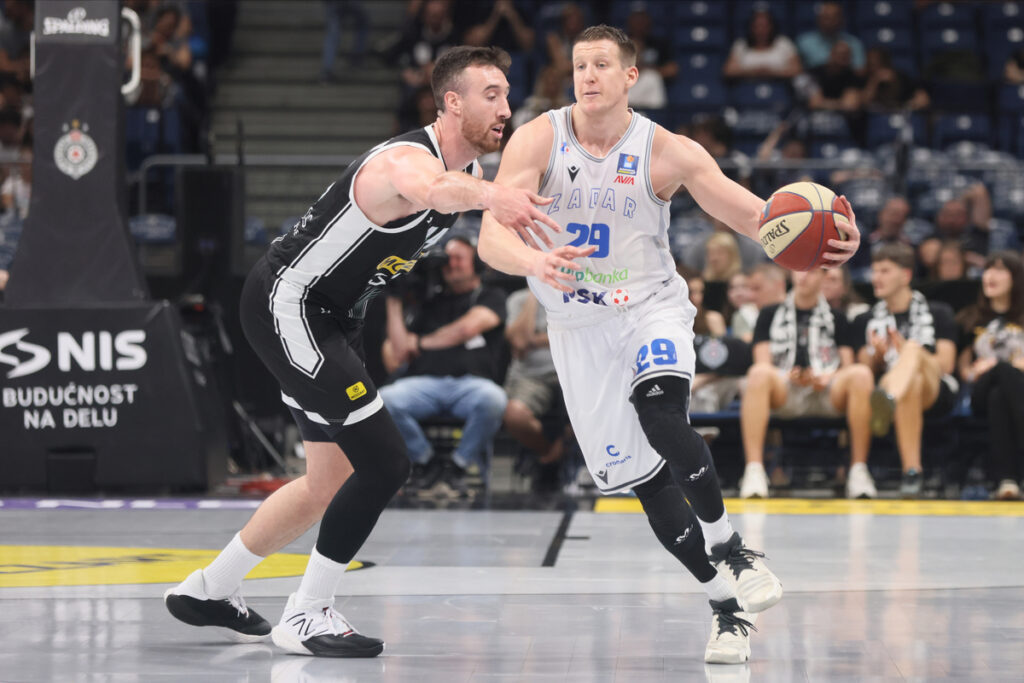 LUKA BOZIC kosarkas Zadra na utakmici Jadranske ABA lige protiv Partizana u hali Stark Beogradska arena, Beograd 08.04.2024. godine Foto: Marko Metlas Kosarka, Partizan, Jadranska ABA liga, Zadar