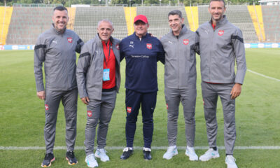 ALEKSANDAR LUKOVIC, LJUBINKO DRULOVIC, DRAGAN STOJKOVIC PIKSI selektor i trener, RADOVAN KRIVOKAPIC, JOVAN DAMJANOVIC selektori i treneri mladih fudbalera Srbije fudbaleri reprezentacije Srbije trening pred utakmicu UEFA Evropskog prvenstva 2024 godine protiv Engleske na stadionu Rozenau, Augzburg 13.06.2024. godine Foto: Marko Metlas Fudbal, Reprezentacija, Srbija, UEFA Evropsko prvenstvo, EURO 2024