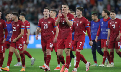 SERGEJ MILINKOVIC SAVIC, NIKOLA MILENKOVIC, DUSAN VLAHOVIC fudbaleri reprezentacije Srbije na utakmici UEFA Evropskog prvenstva 2024 godine protiv Engleske na stadionu AufSalke arena, Gelzenkirhen, 16.06.2024. godine Foto: Marko Metlas Fudbal, Reprezentacija, Srbija, UEFA Evropsko prvenstvo, EURO 2024, Engleska