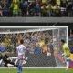 Brazil's Lucas Paqueta, second right, scores his side's 4th goal against Paraguay from the penalty spot during a Copa America Group D soccer match in Las Vegas, Friday, June 28, 2024. (AP Photo/David Becker)
