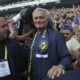 Portuguese soccer coach Žoze Murinjo poses for the media with supporters during his official presentation as Turkish's Fenerbahce new coach at Sukru Saracoglu stadium in Istanbul, Turkey, Sunday, June 2, 2024. Mourinho has signed a two-year contract with Fenerbahce. (AP Photo)