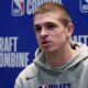 FILE - Nikola Djurisic talks to media during the NBA basketball draft combine in Chicago, on May 14, 2024. (AP Photo/Nam Y. Huh, File)