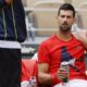 Serbia's Novak Djokovic attends a training session before his fourth round match of the French Open tennis tournament against Argentina's Francisco Cerundolo at the Roland Garros stadium in Paris, Monday, June 3, 2024. (AP Photo/Jean-Francois Badias)