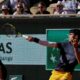 Spain's Carlos Alcaraz plays a shot against Italy's Jannik Sinner during their semifinal match of the French Open tennis tournament at the Roland Garros stadium in Paris, Friday, June 7, 2024. (AP Photo/Thibault Camus)