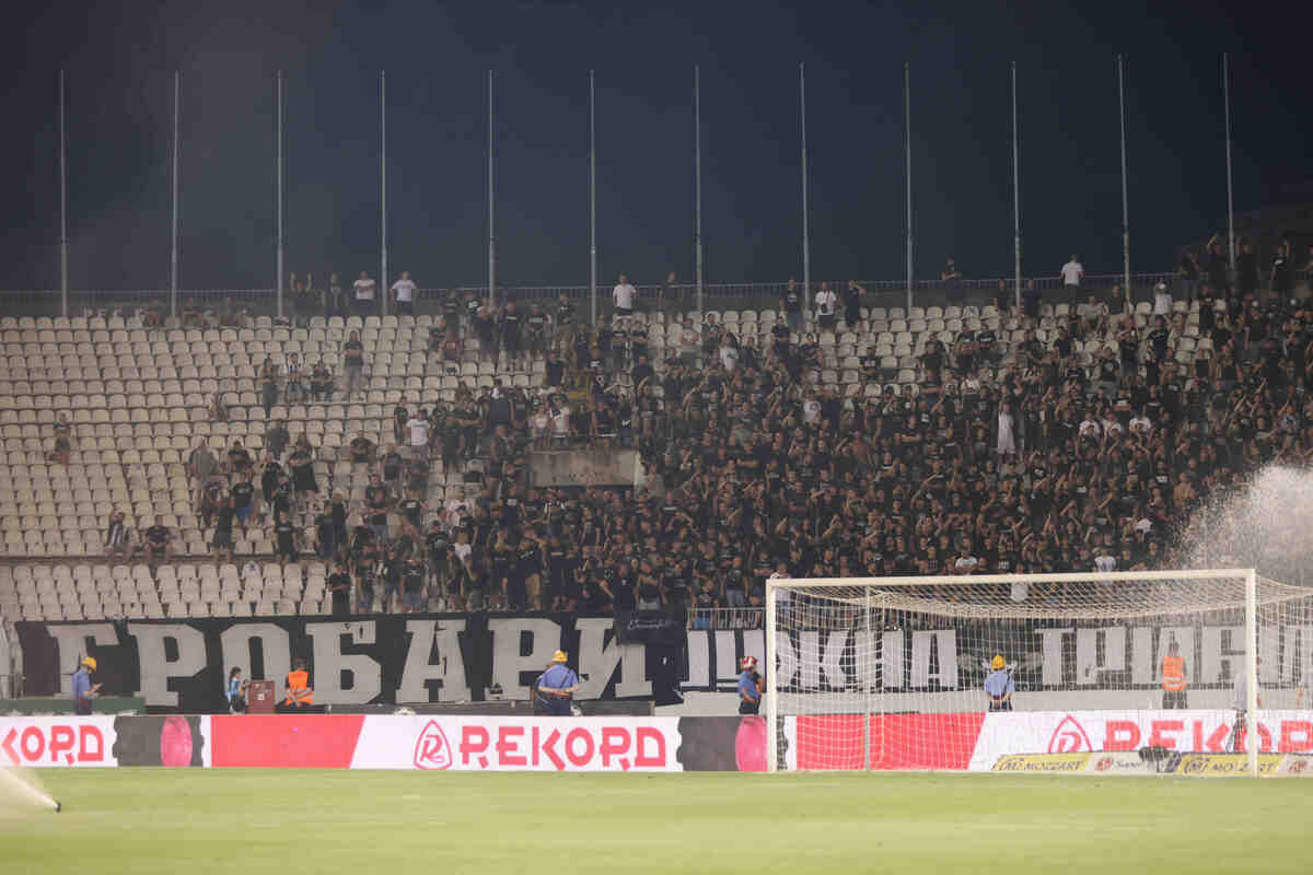 Navijači Partizana na utakmici Superlige Prvenstva Srbije protiv Napretka Krusevac na stadionu Partizana, Beograd 19.07.2024. godine Foto: Marko Metlas Fudbal, Partizan, Superliga Prvenstvo Srbije, Napredak Krusevac