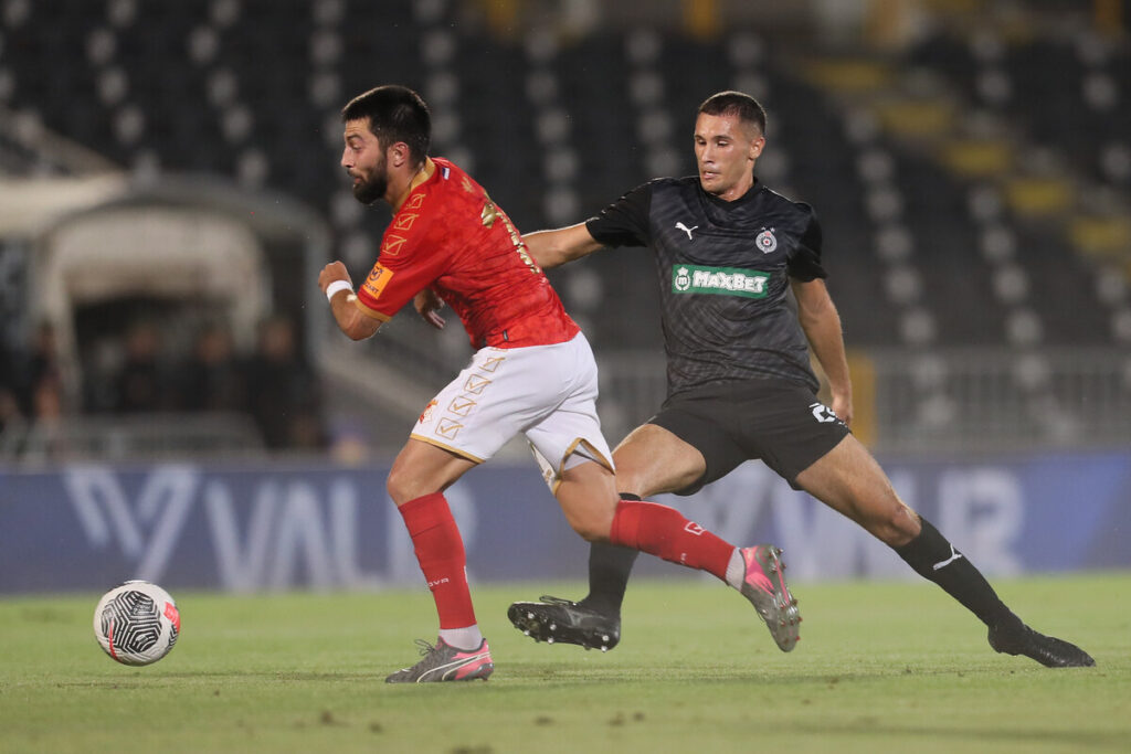 fudbaler Partizana na utakmici Superlige Prvenstva Srbije protiv Napretka Krusevac na stadionu Partizana, Beograd 19.07.2024. godine Foto: Marko Metlas Fudbal, Partizan, Superliga Prvenstvo Srbije, Napredak Krusevac