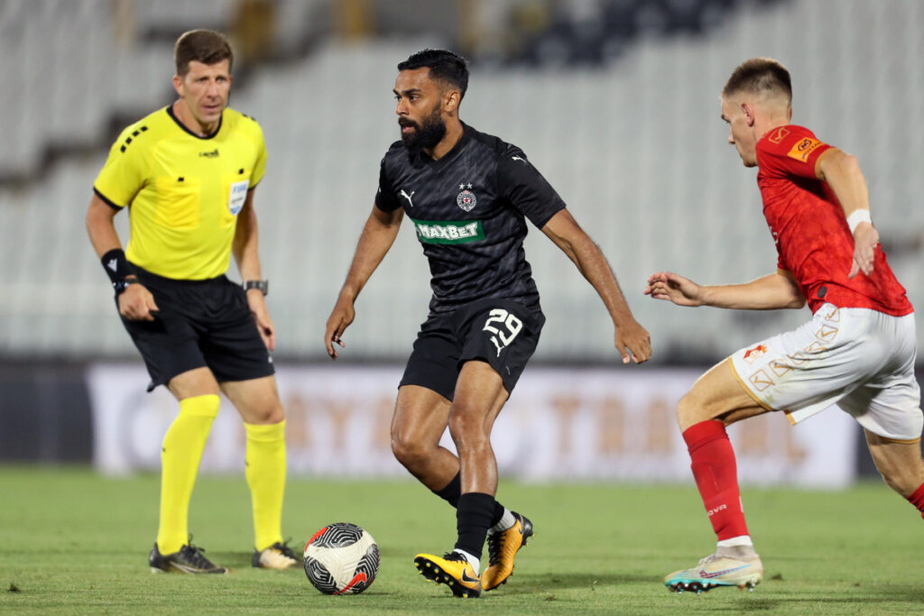 fudbaler Partizana na utakmici Superlige Prvenstva Srbije protiv Napretka Krusevac na stadionu Partizana, Beograd 19.07.2024. godine Foto: Marko Metlas Fudbal, Partizan, Superliga Prvenstvo Srbije, Napredak Krusevac