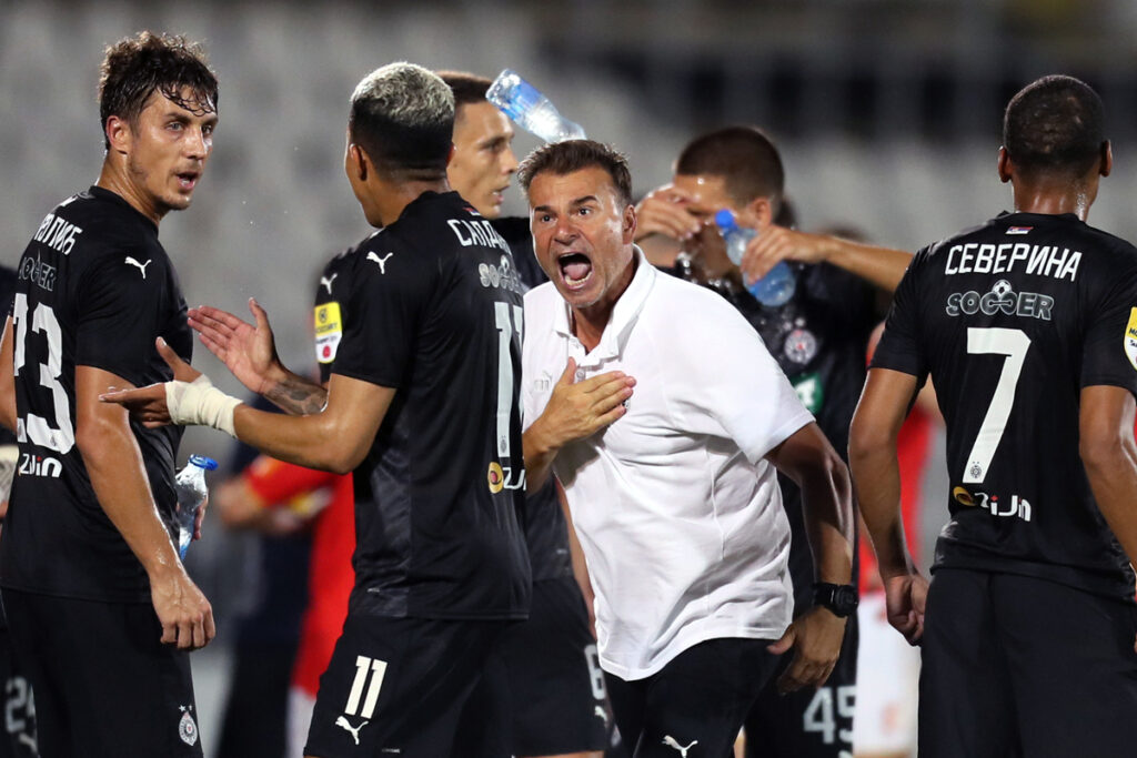 fudbaler Partizana na utakmici Superlige Prvenstva Srbije protiv Napretka Krusevac na stadionu Partizana, Beograd 19.07.2024. godine Foto: Marko Metlas Fudbal, Partizan, Superliga Prvenstvo Srbije, Napredak Krusevac