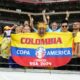 Fans of Colombia cheer for their team prior to a Copa America quarterfinal soccer match against Panama, in Glendale, Ariz., Saturday, July 6, 2024. (AP Photo/Rick Scuteri)