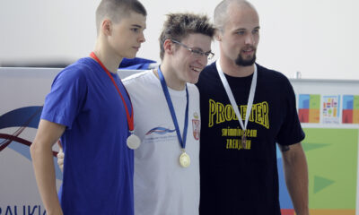 Letnje prvenstvo Srbije u plivanju. ANDREJ BARNA, drugo mesto, VELIMIR STJEPANOVIC, prvo mesto na 100m slobodno, IVAN LENDJER, trece mesto. Beograd, 18.07.2015. foto: Nebojsa Parausic Plivanje,