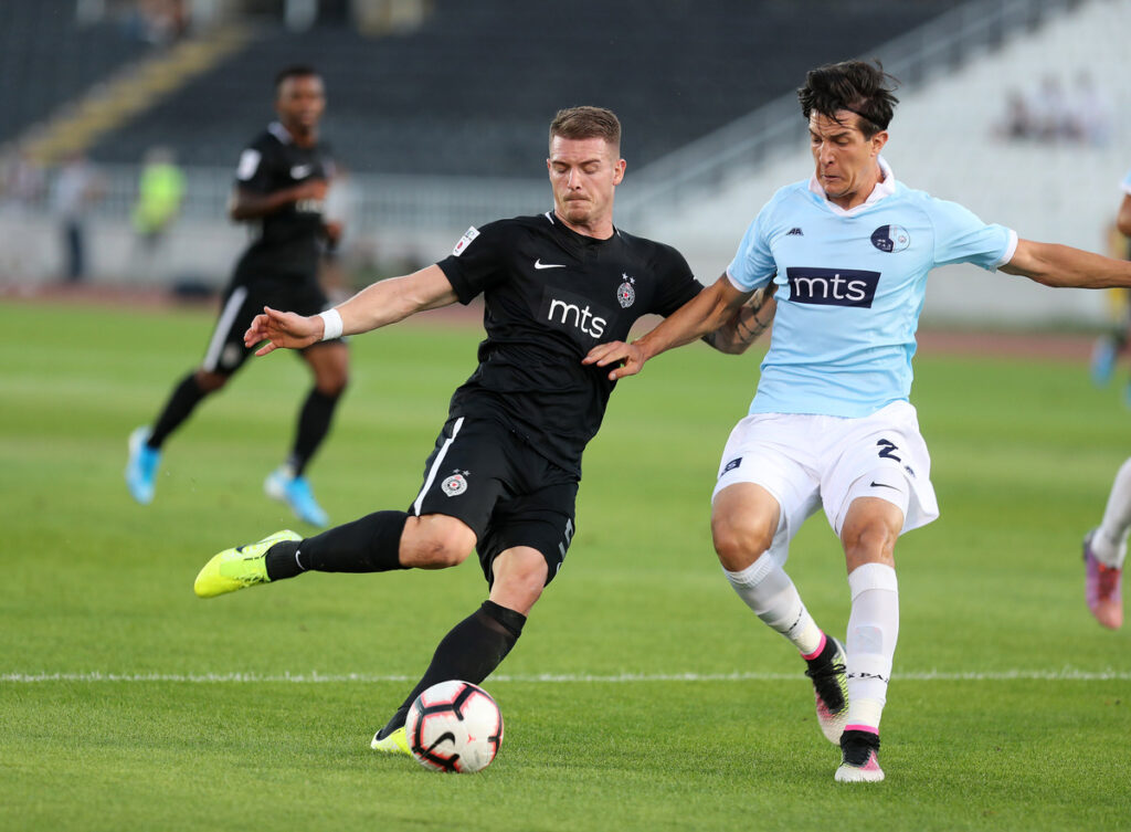 OGNJEN OZEGOVIC fudbaler Partizana na utakmici Superlige Prvenstva Srbije protiv MARKO NIKOLIC iz Rada na stadionu Partizana, Beograd 18.09.2019. godine Foto: MN PRESS Fudbal, Partizan, Superliga Prvenstvo Srbije, Rad