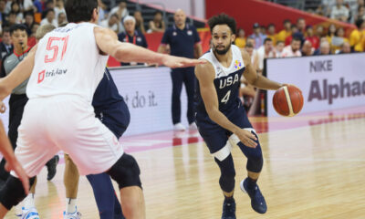 DERRICK WHITE Derik Vajt kosarkas reprezentacije Amerike SAD na utakmici Svetskog prvenstva 2019 protiv Srbije u hali Dongguan sportski centar, Dongguan 12.09.2019. godine Foto: Marko Metlas Kosarka, Srbija, Svetsko prvenstvo, Kina, Amerika SAD