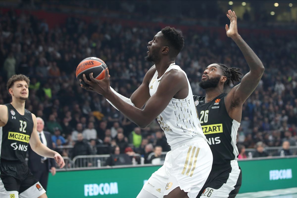 YOUSSOUPHA FALL Jusufa Fal kosarkas LDLC Asvel Vilerbana na utakmici Evrolige protiv Partizana u hali Stark Beogradska arena, Beograd 31.01.2023. godine Foto: Marko Metlas Kosarka, Partizan, Evroliga, LDLC Asvel Vlerban