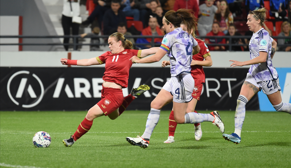 ANASTASIJA CIRIC, fudbalerka Srbije, na utakmici kvalifikacija za Evropsko prvenstvo protiv Skotske, na stadionu Dubocica. Leskovac, 05.04.2024. foto: Nebojsa Parausic Fudbal, UEFA, Srbija, Skotska, Zene