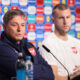 DRAGAN STOJKOVIC PIKSI selektor i trener i STRAHINJA PAVLOVIC fudbaler reprezentacije Srbije pres konferencija pred utakmicu UEFA Evropskog prvenstva 2024 godine protiv Danske stadion Minhen fudbal arena, Minhen, 24.06.2024. godine Foto: Marko Metlas Fudbal, Reprezentacija, Srbija, UEFA Evropsko prvenstvo, EURO 2024