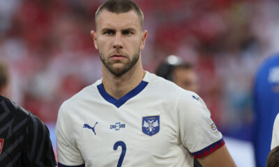 STRAHINJA PAVLOVIC fudbaler reprezentacije Srbije na utakmici UEFA Evropskog prvenstva 2024 godine protiv Danske na stadionu Minhen fudbal arena, Minhen, 25.06.2024. godine Foto: Marko Metlas Fudbal, Reprezentacija, Srbija, UEFA Evropsko prvenstvo, EURO 2024, Danska