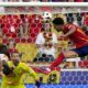 Spain's Mikel Merino scores his side's second goal during a quarter final match between Germany and Spain at the Euro 2024 soccer tournament in Stuttgart, Germany, Friday, July 5, 2024. (AP Photo/Ariel Schalit)