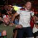 England fans react as they watch on the Euro 2024 final soccer against Spain at a pub in Hebburn, England, Sunday, July 14, 2024. The match is being played in Berlin. (AP Photo/Scott Heppell)