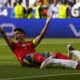 Spain's Alvaro Morata gestures during a quarter final match between Germany and Spain at the Euro 2024 soccer tournament in Stuttgart, Germany, Friday, July 5, 2024. (AP Photo/Manu Fernandez)