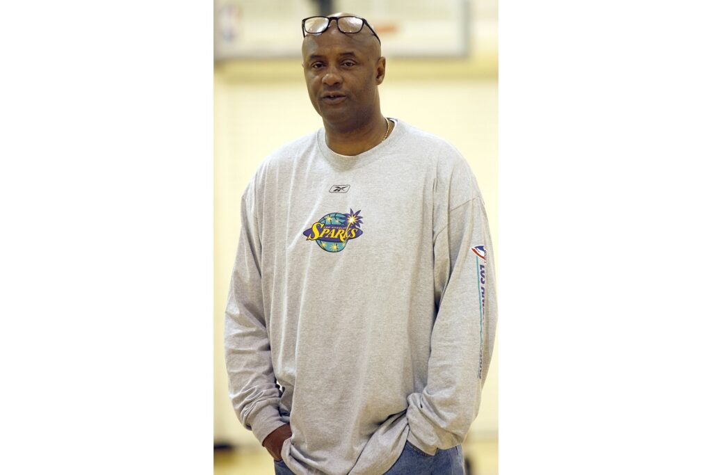 FILE - Los Angeles Sparks head coach Joe Bryant is seen after practice at the team's workout facility in El Segundo, Calif., Tuesday, May 16, 2006. Joe “Jellybean” Bryant, the father of the late Basketball Hall of Famer Kobe Bryant, has died, his alma mater announced Tuesday, July 16, 2024. Bryant, who spent eight seasons in the NBA with three different franchises, was 69. The Philadelphia Inquirer, citing La Salle coach Fran Dunphy, reported that Joe Bryant recently had a massive stroke.(AP Photo/Nick Ut, File)