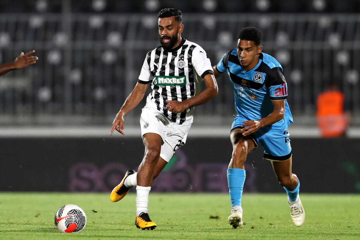 fudbaler Partizana na utakmici kvalifikacija za UEFA Ligu Evropa protiv Lugana na stadionu Partizana, Beograd 08.08.2024. godine Foto: Marko Metlas Fudbal, Partizan, Kvalifikacije UEFA Liga Evropa, Lugano