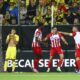 Belgrade's Ognjen Mimovic celebrates after scoring his side's first goal during the Champions League first leg play-off match between Bodø/Glimt and Crvena Zvezda (Red Star Belgrade) at the Aspmyra stadium in Bodø, Norway, Tuesday, Aug. 20, 2024. (Mats Torbergsen/NTB Scanpix via AP)