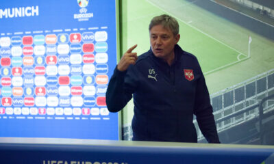 DRAGAN STOJKOVIC PIKSI selektor i trener fudbalera reprezentacije Srbije pres konferencija pred utakmicu UEFA Evropskog prvenstva 2024 godine protiv Danske stadion Minhen fudbal arena, Minhen, 24.06.2024. godine Foto: Marko Metlas Fudbal, Reprezentacija, Srbija, UEFA Evropsko prvenstvo, EURO 2024