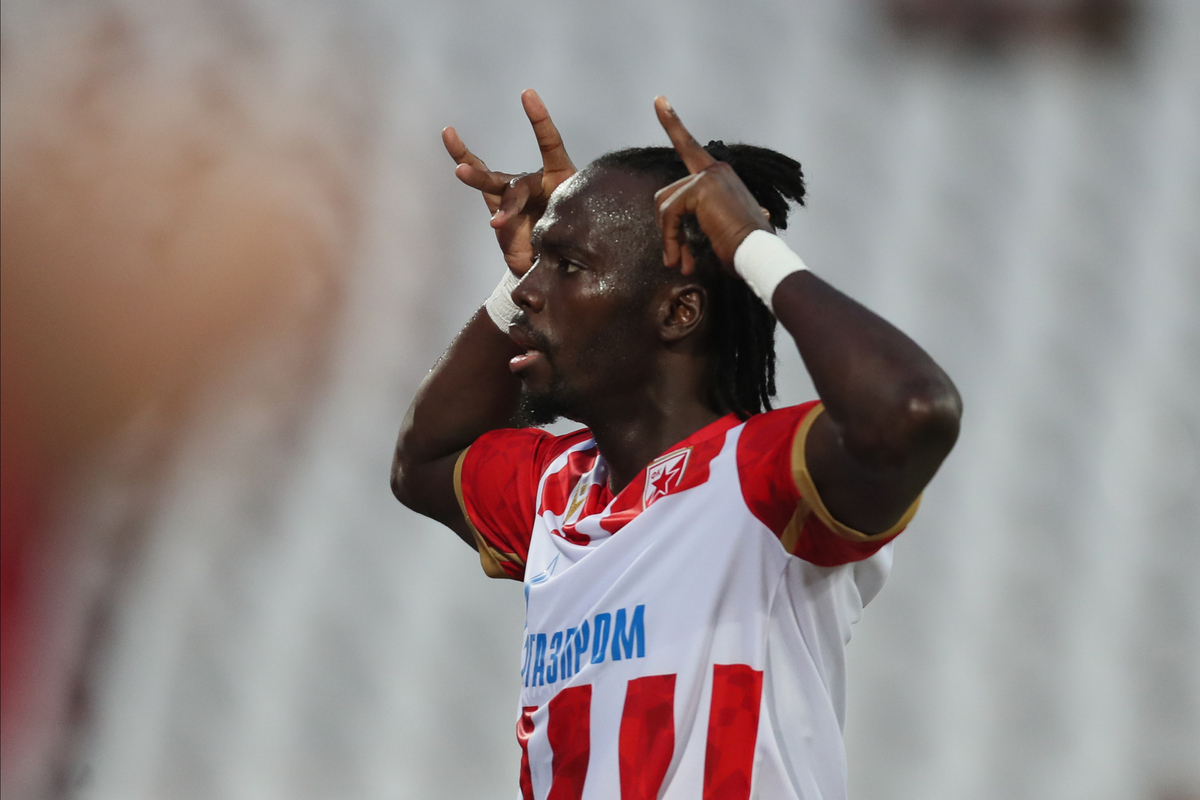 PEPE CHERIF NDIAYE Pepe Cerif Ndiaje fudbaler Crvene zvezde na utakmici Superlige Prvenstva Srbije protiv Jedinstva Ub na stadionu Rajko Mitic, Beograd, 20.07.2024. godine Foto: Marko Metlas Fudbal, Crvena zvezda, Superliga Prvenstvo Srbije, Jedinstvo Ub