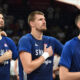 DUSAN RISTIC, NIKOLA JOKIC, ALEKSEJ POKUSEVSKI, kosarkasi Srbije, na prijateljskoj utakmici protiv Japana, u Beogradskoj areni. Beograd, 21.07.2024. foto: Nebojsa Parausic Kosarka, Srbija, Japan