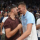 BORISA SIMANIC, STEFAN JOVIC, kosarkasi Srbije, na prijateljskoj utakmici protiv Grcke, u Beogradskoj areni. Beograd, 22.07.2024. foto: Nebojsa Parausic Kosarka, Srbija, Grcka