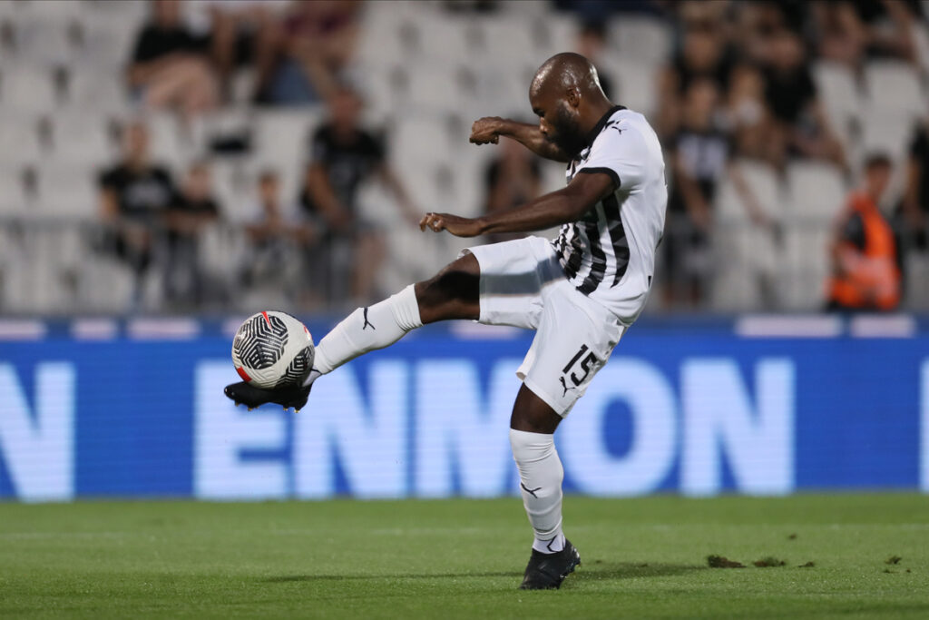 ALDO KALULU fudbaler Partizana na utakmici kvalifikacija za UEFA Ligu Evropa protiv Lugana na stadionu Partizana, Beograd 08.08.2024. godine Foto: Marko Metlas Fudbal, Partizan, Kvalifikacije UEFA Liga Evropa, Lugano