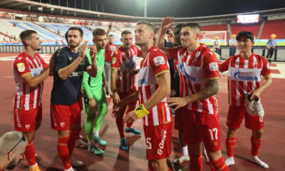 OGNJEN MIMOVIC, MIRKO IVANIC, MARKO ILIC golman, TIMI MAX ELSNIK Timi Maks Elsnik, UROS SPAJIC, BRUNO DUARTE DA SILVA , INBEOM HWANG Inbeom Hvang RADOST fudbalera Crvene zvezde na utakmici Superlige Prvenstva Srbije protiv Novog Pazara na stadionu Rajka Mitica, Beograd, 10.08.2024. godine Foto: Marko Metlas Fudbal, Crvena zvezda, Superliga Prvenstvo Srbije, Novi Pazar