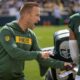 Green Bay Packers' defensive coordinator Jeff Hafley talks to players during NFL football training camp Saturday, July. 27, 2024, in Green Bay, Wis. (AP Photo/Mike Roemer)