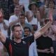 Andy Murray of Britain cries and waves to the spectators after he and his partner Daniel Evans defeated by Taylor Fritz and Tommy Paul of the United States in the men's doubles quarterfinals tennis match, at the 2024 Summer Olympics, Thursday, Aug.1, 2024, at the Roland Garros stadium in Paris, France. (AP Photo/Andy Wong)