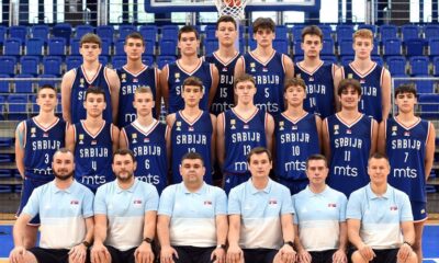 Mladi kosarkasi Srbije U16, i strucni stab, na fotografisanju u Areni Milenijum. Vrsac, 24.07.2024. foto: Nebojsa Parausic Kosarka, Srbija U16, Ekipa