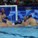 Serbia players get ready during a men's Group B preliminary match between Hungary and Serbia, at the 2024 Summer Olympics, Monday, Aug. 5, 2024, in Paris, France. (AP Photo/Luca Bruno)