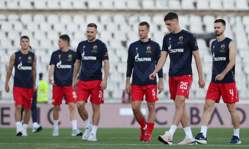 fudbaleri Crvene zvezde na utakmici Superlige Prvenstva Srbije protiv Partizana na stadionu JNA, Beograd, 23.09.2024. godine Foto: Marko Metlas Fudbal, Crvena zvezda, Superliga Prvenstvo Srbije, Partizan