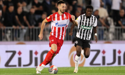 fudbaler Crvene zvezde na utakmici Superlige Prvenstva Srbije protiv Partizana na stadionu JNA, Beograd, 23.09.2024. godine Foto: Marko Metlas Fudbal, Crvena zvezda, Superliga Prvenstvo Srbije, Partizan