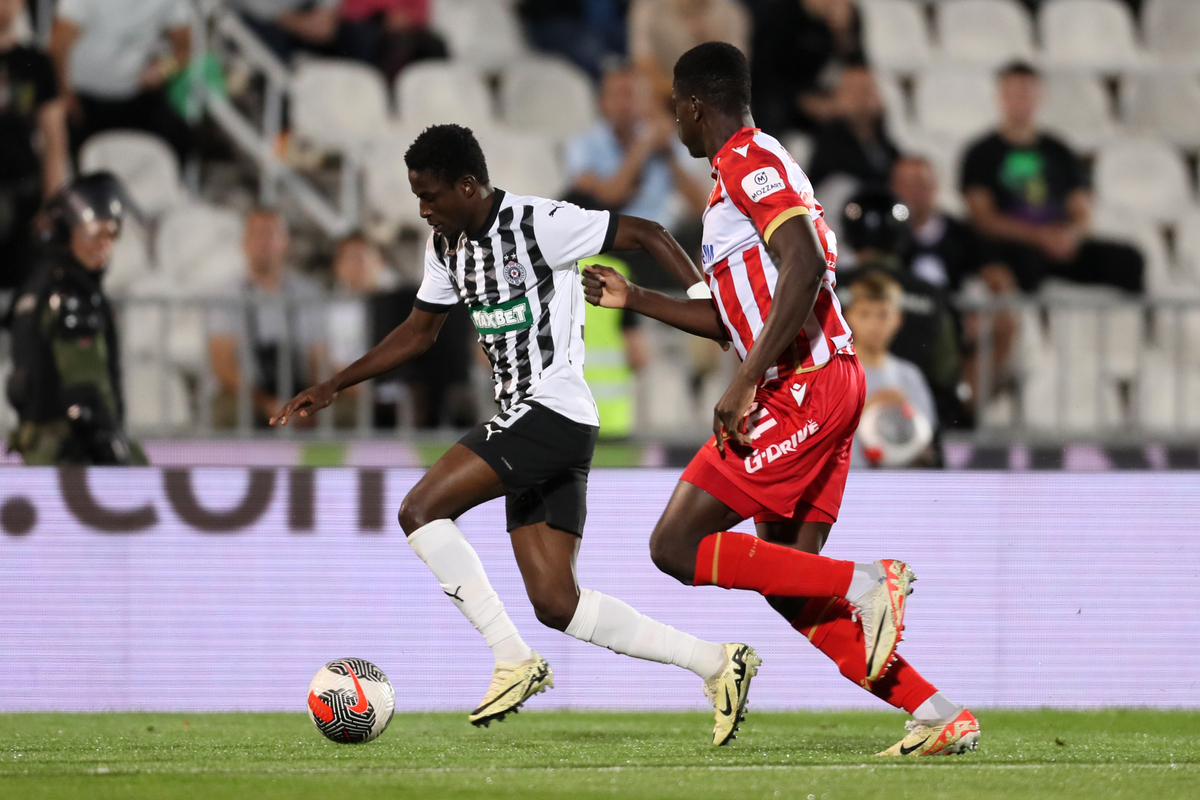 fudbaler Partizana na utakmici Superlige Prvenstva Srbije protiv Crvene zvezde na stadionu JNA, Beograd, 23.09.2024. godine Foto: Marko Metlas Fudbal, Crvena zvezda, Superliga Prvenstvo Srbije, Partizan