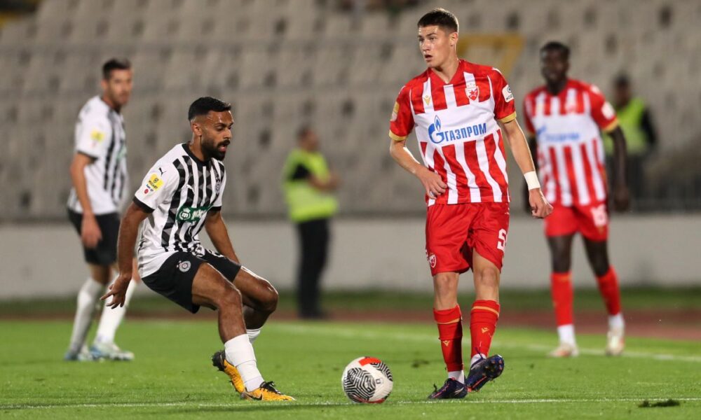 fudbaler Crvene zvezde na utakmici Superlige Prvenstva Srbije protiv Partizana na stadionu JNA, Beograd, 23.09.2024. godine Foto: Marko Metlas Fudbal, Crvena zvezda, Superliga Prvenstvo Srbije, Partizan