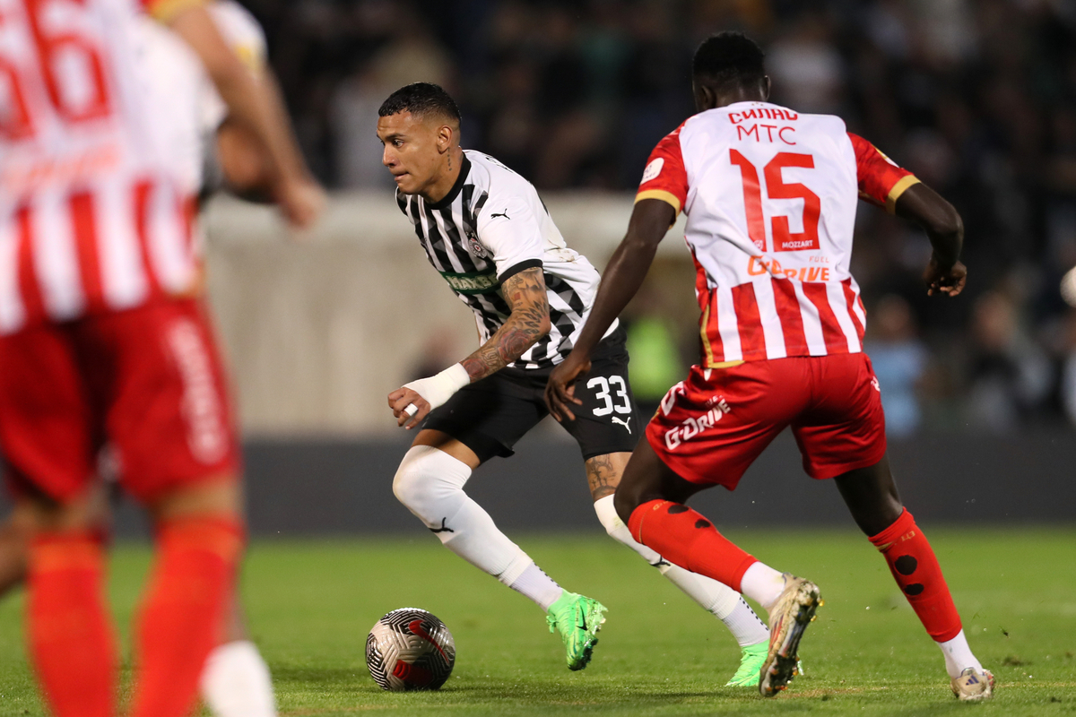 fudbaler Partizana na utakmici Superlige Prvenstva Srbije protiv Crvene zvezde na stadionu JNA, Beograd, 23.09.2024. godine Foto: Marko Metlas Fudbal, Crvena zvezda, Superliga Prvenstvo Srbije, Partizan