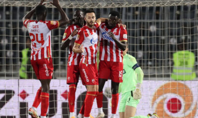 fudbaleri Crvene zvezde na utakmici Superlige Prvenstva Srbije protiv Partizana na stadionu JNA, Beograd, 23.09.2024. godine Foto: Marko Metlas Fudbal, Crvena zvezda, Superliga Prvenstvo Srbije, Partizan