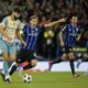 Manchester City's Josko Gvardiol, left, is challenged by Inter Milan's Nicolo Barella during the Champions League opening phase soccer match between Manchester City and Inter Milan at the Etihad Stadium, in Manchester, England, Wednesday, Sept. 18, 2024. (AP Photo/Dave Thompson)